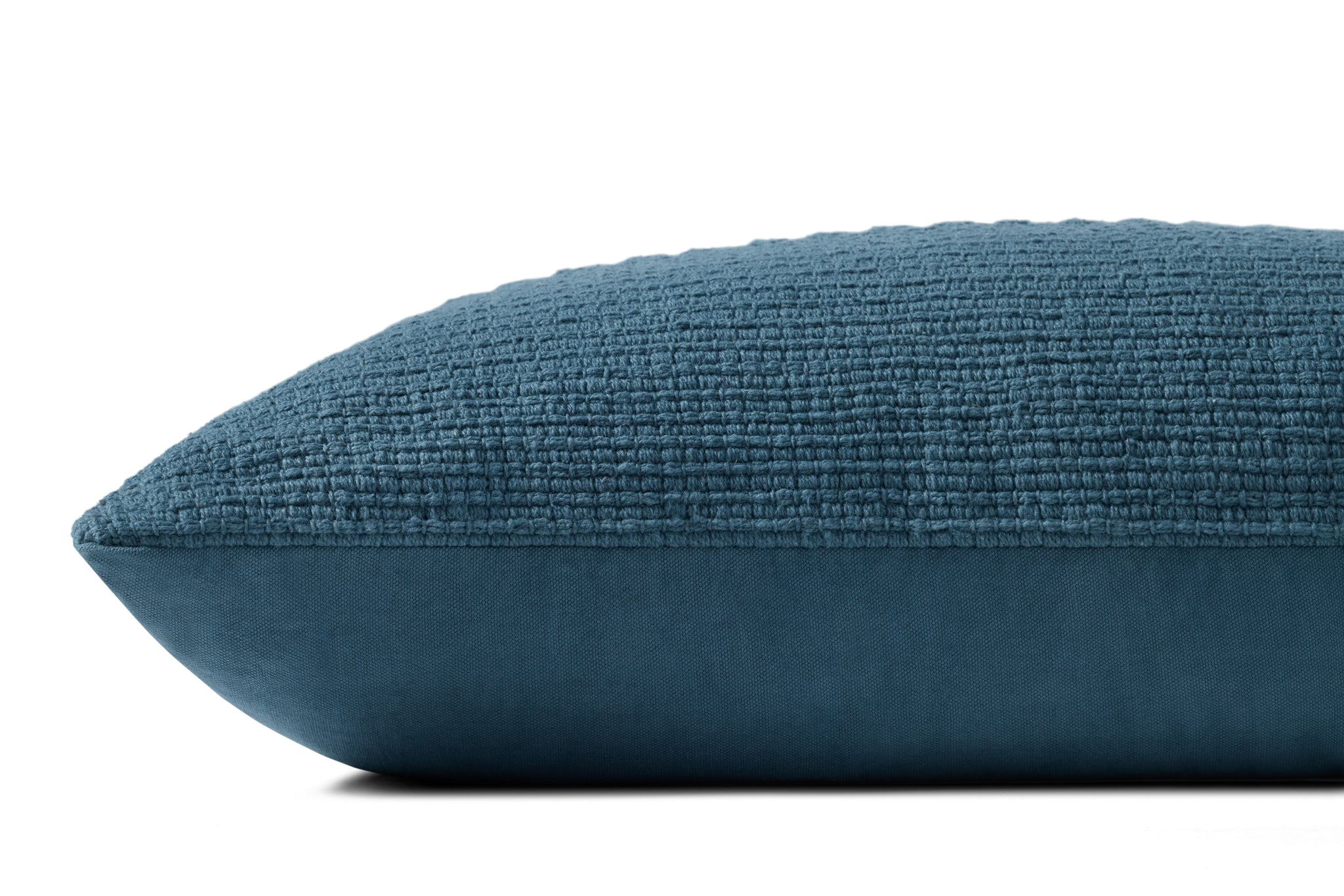 Harvey Blue Pillow shown from a different angle to reveal its pattern.