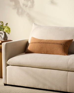 Harvey Orange Pillow shown from another angle.