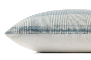 Auggie Blue / White Pillow shown from a different angle to reveal its pattern.