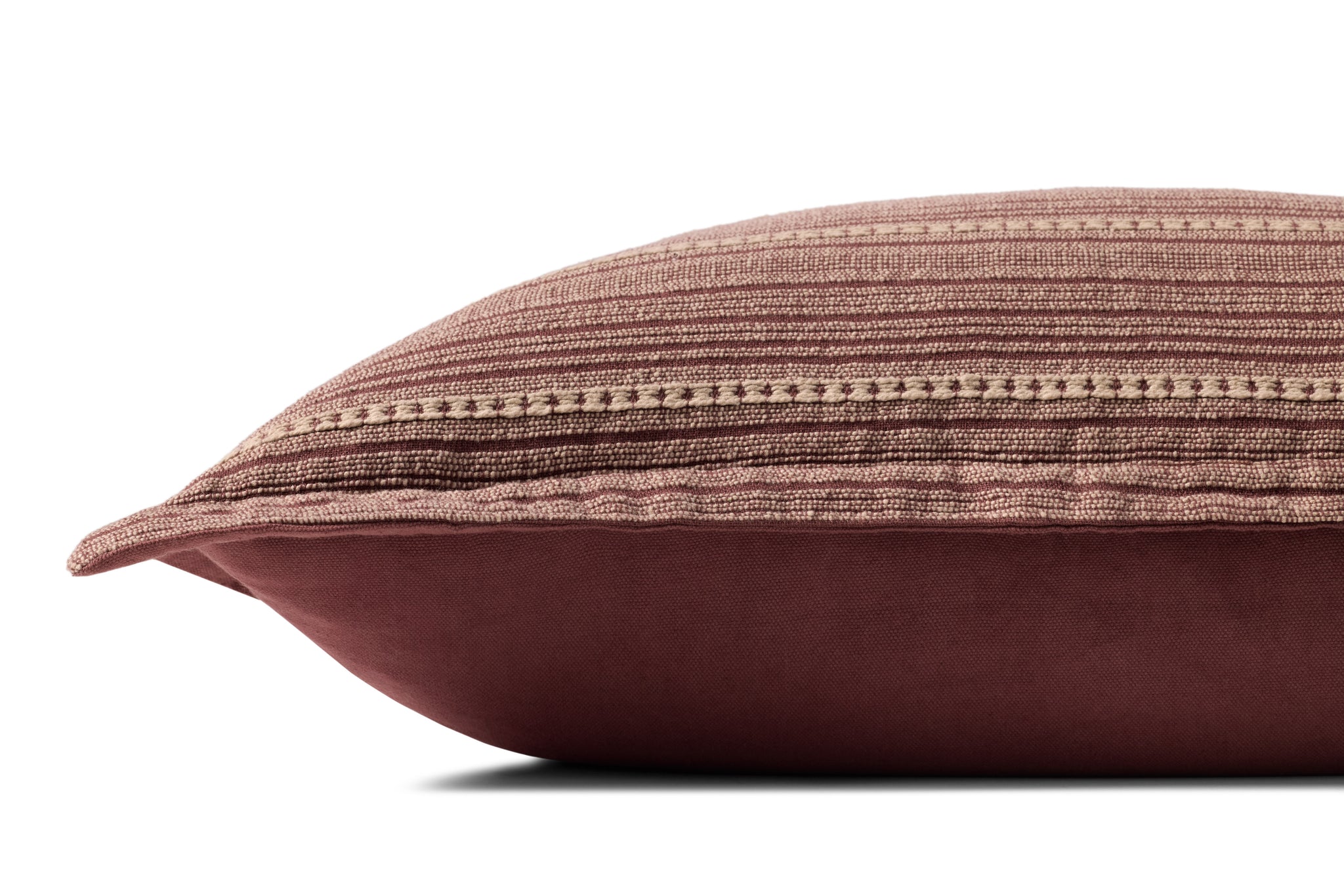 Howie Wine / Natural Pillow shown from a different angle to reveal its pattern.