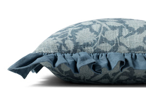 Kathleen Blue Pillow shown from a different angle to reveal its pattern.