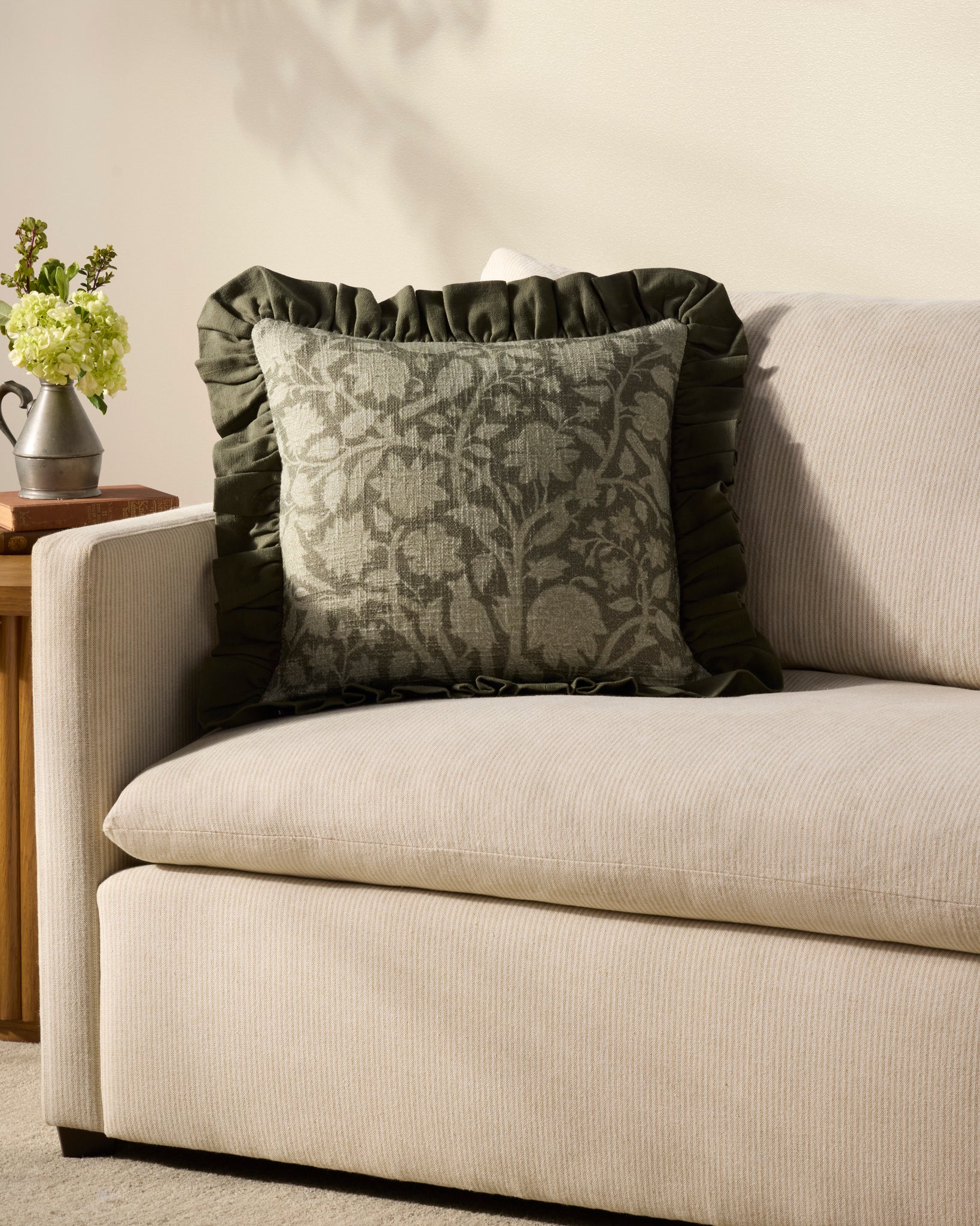 Kathleen Green Pillow shown from another angle.