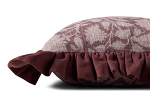 Kathleen Wine Pillow shown from a different angle to reveal its pattern.