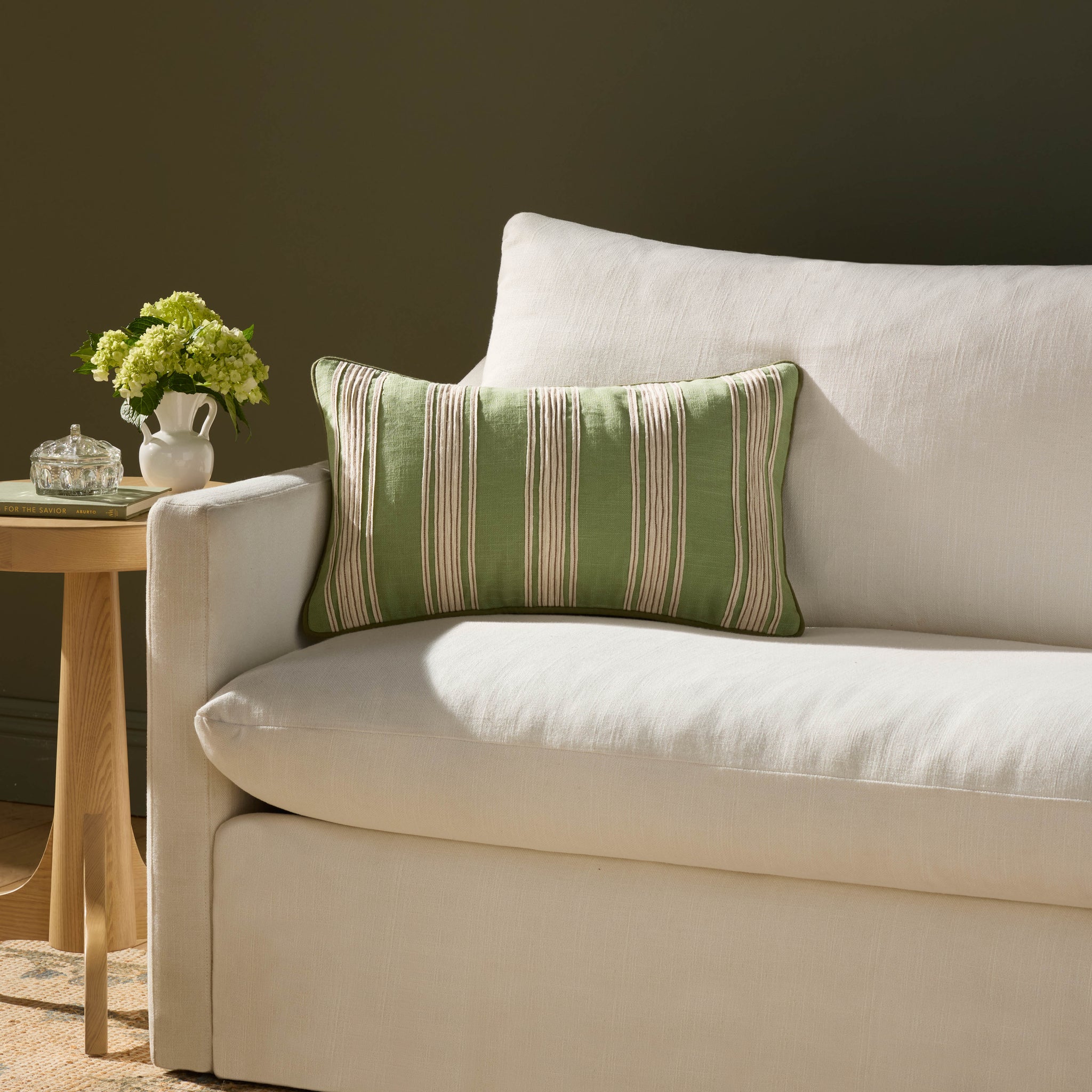 Verona Green Pillow shown from another angle.
