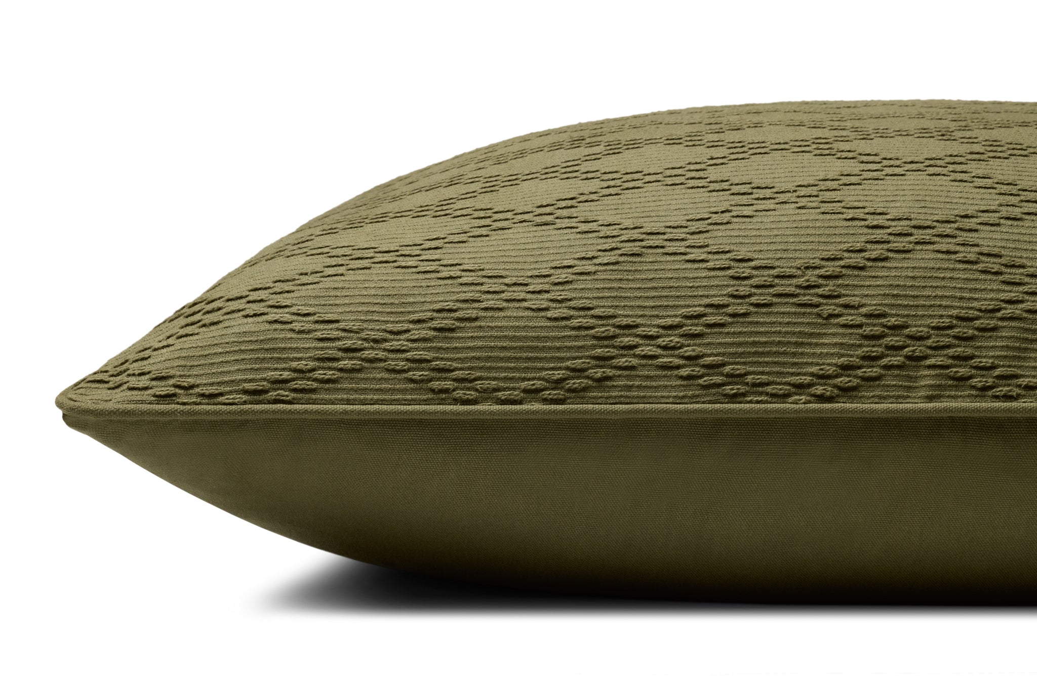 Cary Green Pillow shown from a different angle to reveal its pattern.