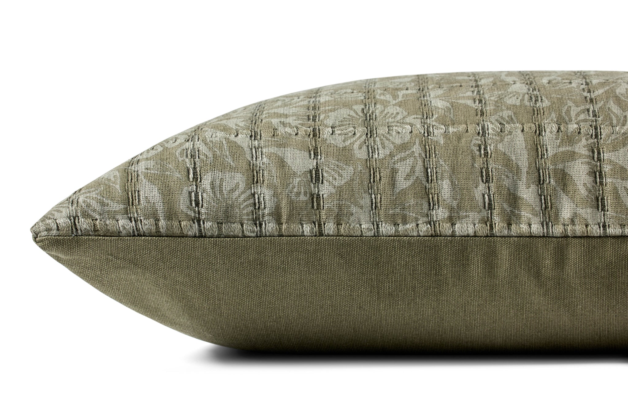 Green / Grey Pillow shown from another angle.