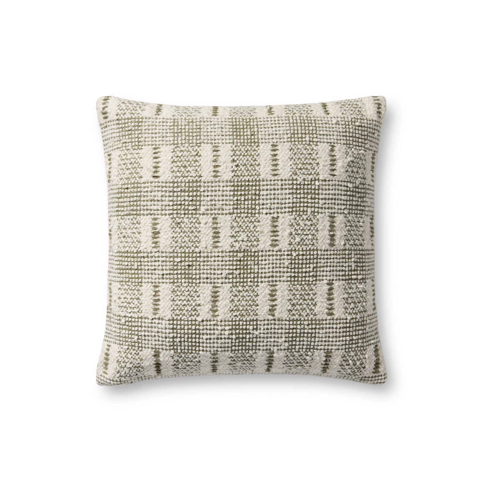 Ivory / Green Pillow (Pattern 1) — a Loloi pillow at Laurie Yapp Home.