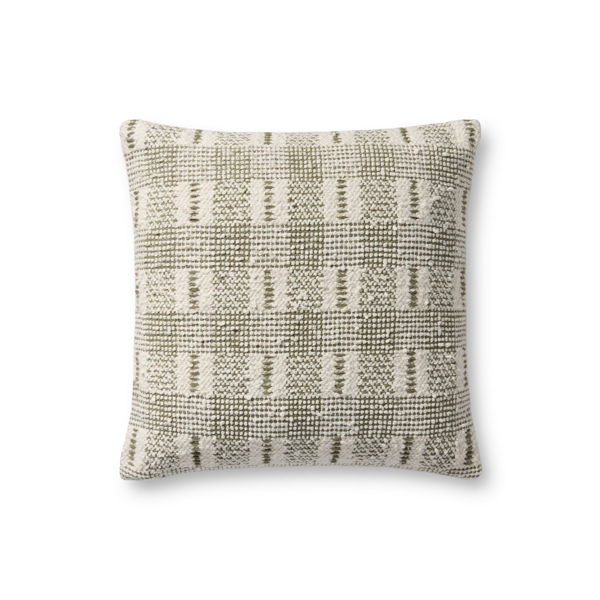 Ivory / Green Pillow (Pattern 1) — a Loloi pillow at Laurie Yapp Home.