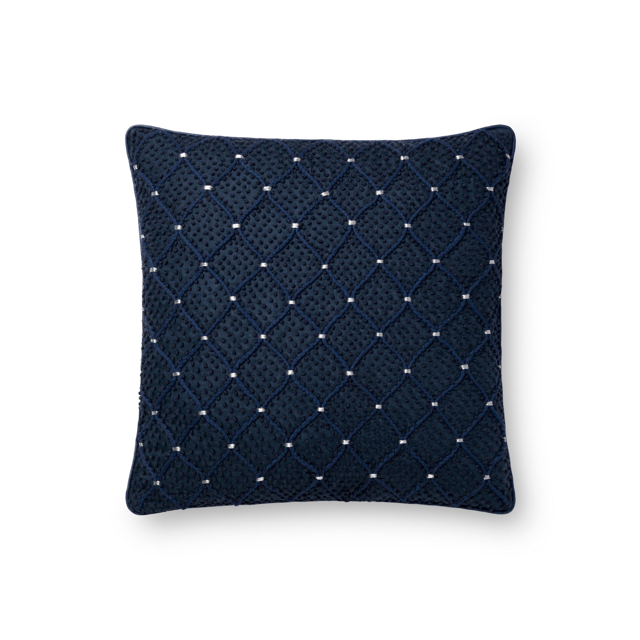 Navy / Silver Pillow — a Loloi pillow at Laurie Yapp Home.