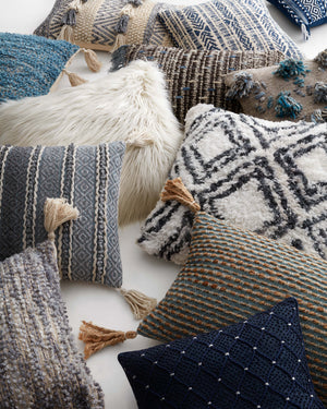 Navy / Silver Pillow shown from another angle.