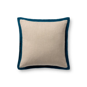 Natural / Blue Pillow (Pattern 1) — a Loloi pillow at Laurie Yapp Home.
