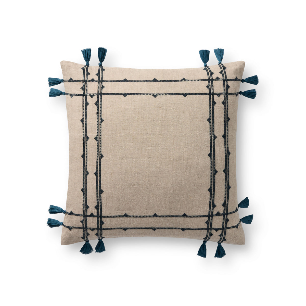 Natural / Blue Pillow (Pattern 2) — a Loloi pillow at Laurie Yapp Home.
