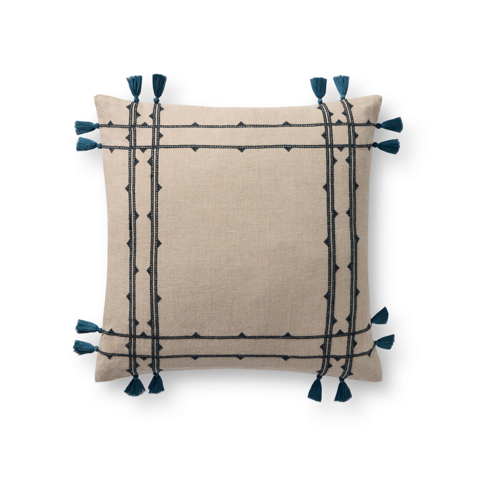 Natural / Blue Pillow (Pattern 2) — a Loloi pillow at Laurie Yapp Home.