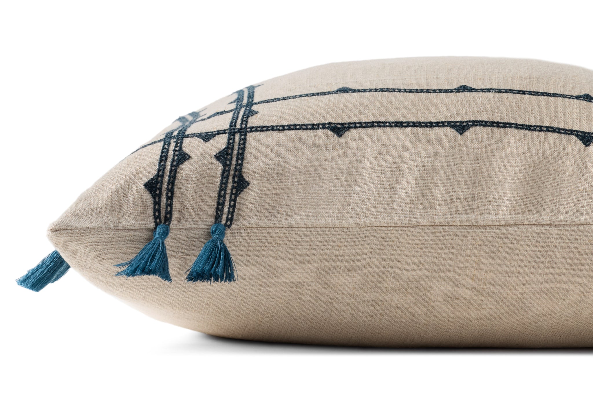 Natural / Blue Pillow (Pattern 2) shown from another angle.