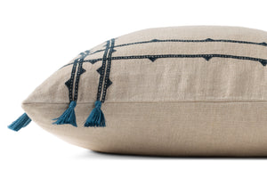 Natural / Blue Pillow (Pattern 2) shown from another angle.