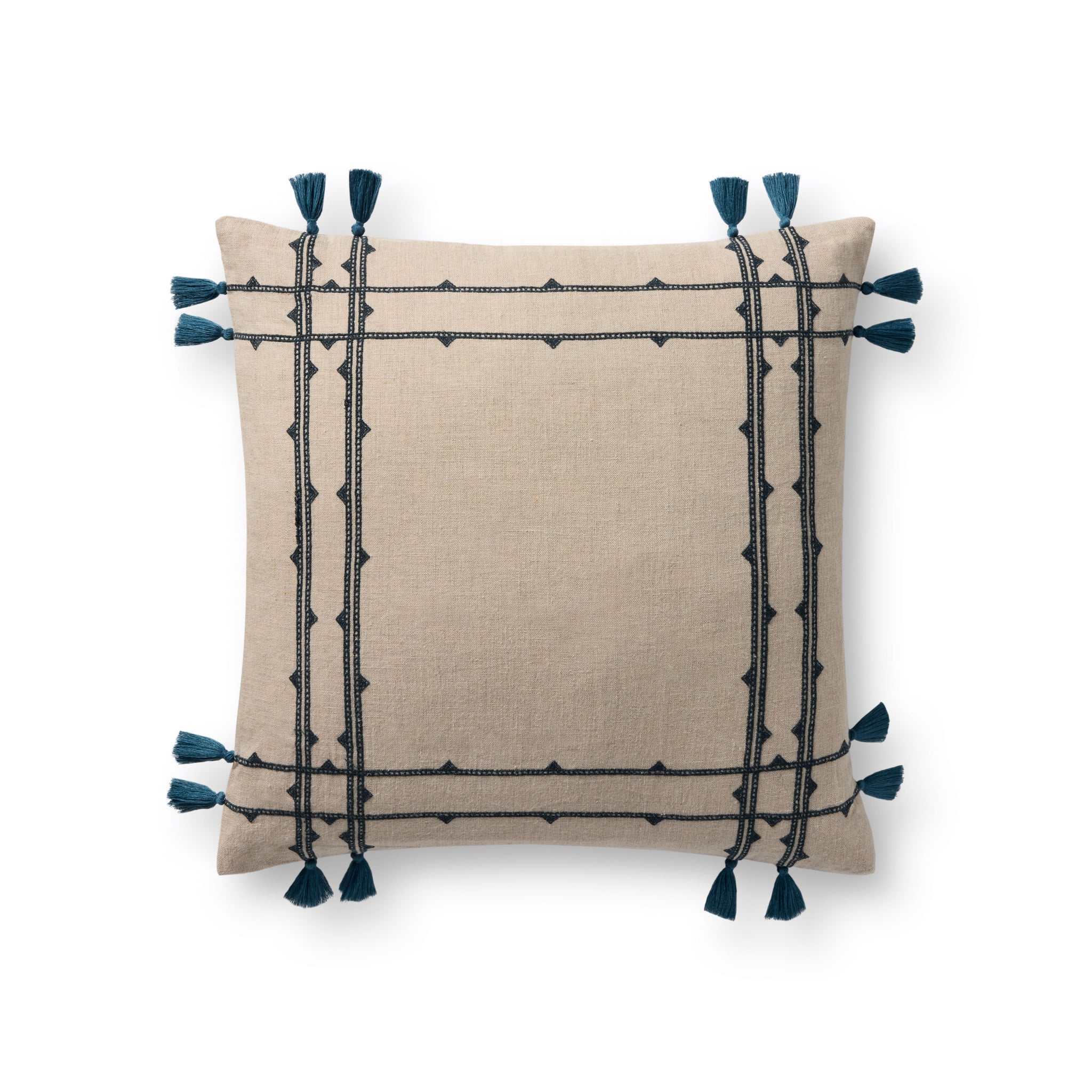 Natural / Blue Pillow (Pattern 2) — a Loloi pillow at Laurie Yapp Home.