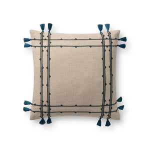 Natural / Blue Pillow (Pattern 2) — a Loloi pillow at Laurie Yapp Home.