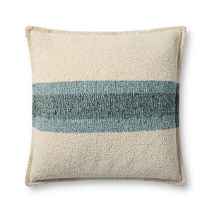 Natural / Blue Pillow (Pattern 3) — a Loloi pillow at Laurie Yapp Home.