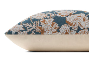 Matilda Blue / Orange Pillow shown from a different angle to reveal its pattern.
