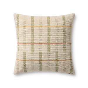 Ivory / Green Pillow (Pattern 2) — a Loloi pillow at Laurie Yapp Home.