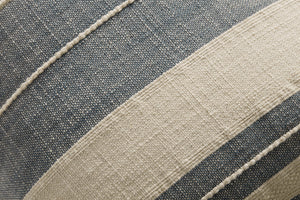 Mia Ivory / Denim Pillow shown from a different angle to reveal its pattern.