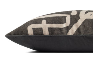 Charcoal / Natural Pillow (Pattern 1) shown from another angle.