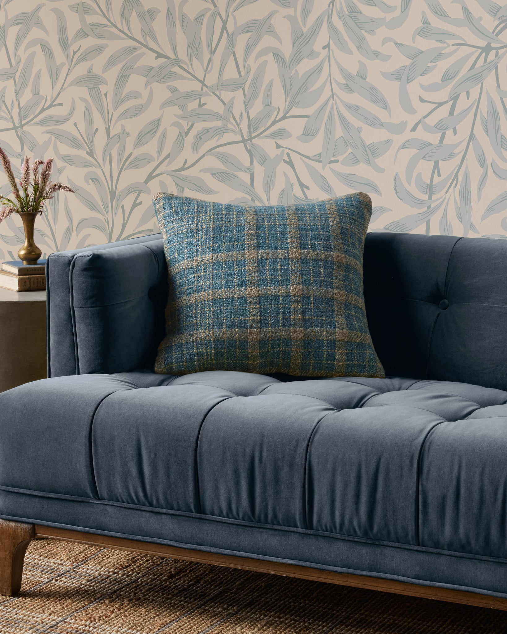 Earl Teal / Green Pillow shown from a different angle to reveal its pattern.