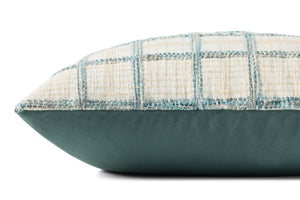 Norman Ivory / Blue Pillow shown from a different angle to reveal its pattern.