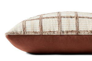 Norman Ivory / Brown Pillow shown from a different angle to reveal its pattern.