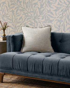 Dinah Ivory / Black Pillow shown from a different angle to reveal its pattern.