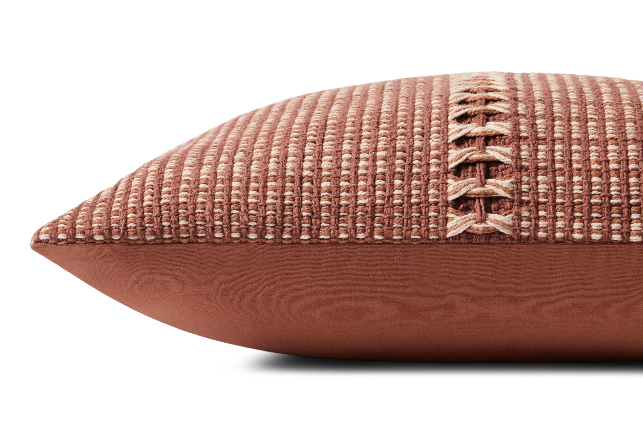 Harvey Rust / Multi Pillow shown from a different angle to reveal its pattern.