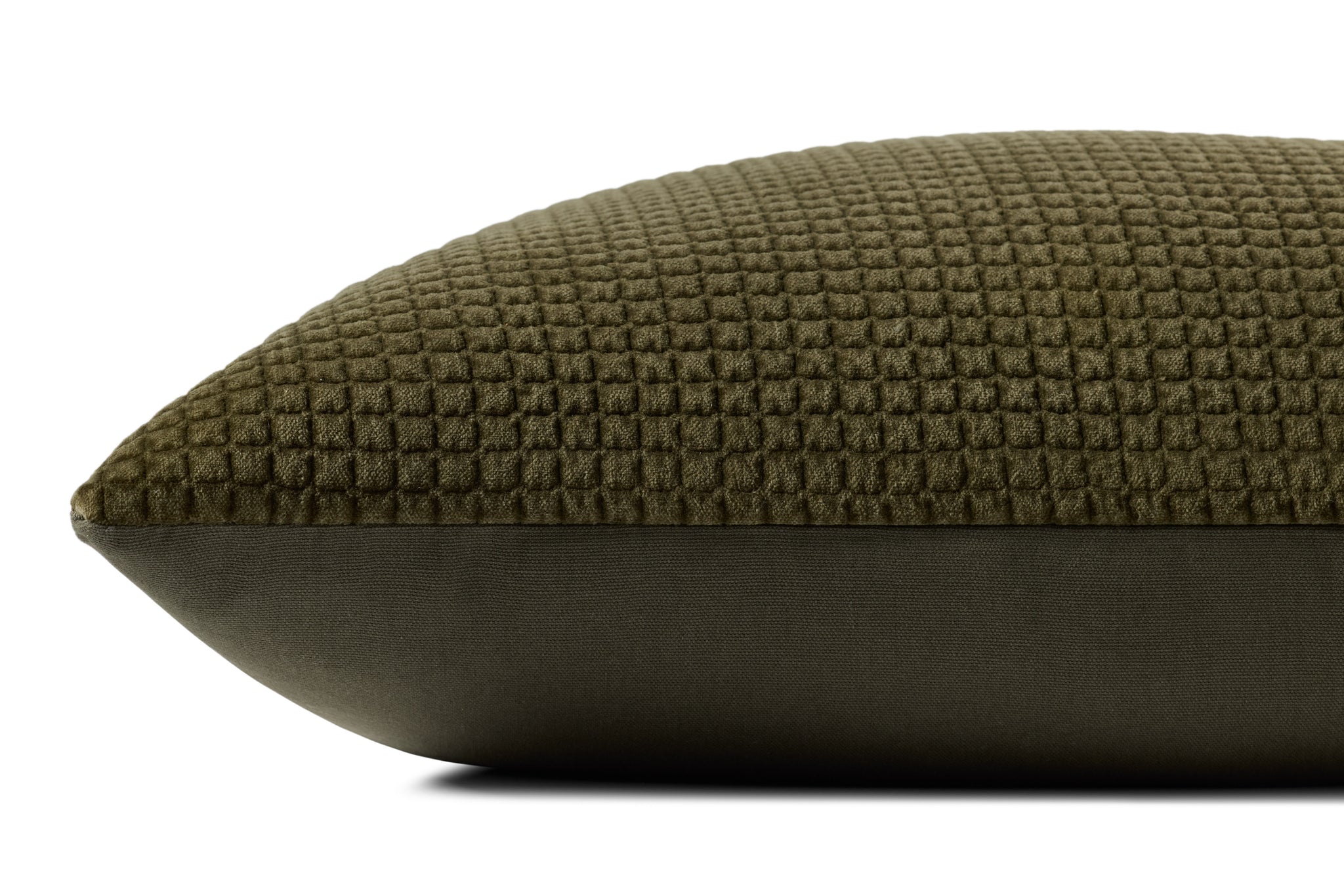 Dark Olive Pillow shown from another angle.