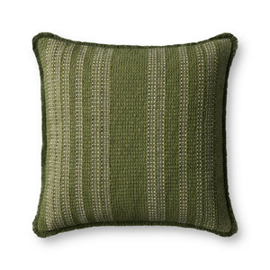 Green / Ivory Pillow (Pattern 2) — a Loloi pillow at Laurie Yapp Home.