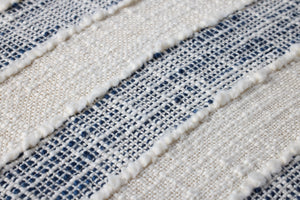 Blue / Ivory Pillow (Pattern 4) shown from a different angle to reveal its pattern.
