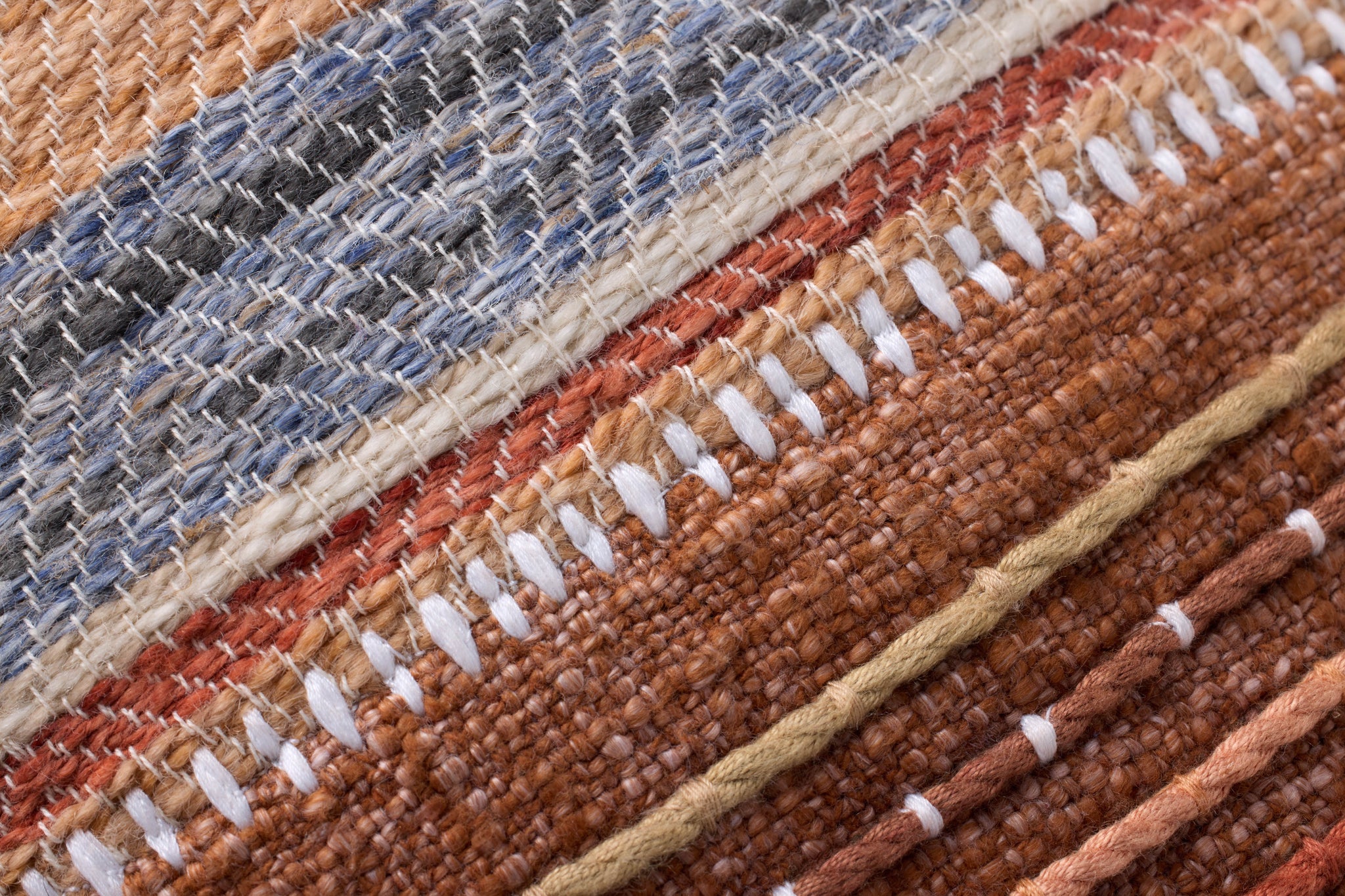 Rust / Multi Pillow (Pattern 5) shown from a different angle to reveal its pattern.