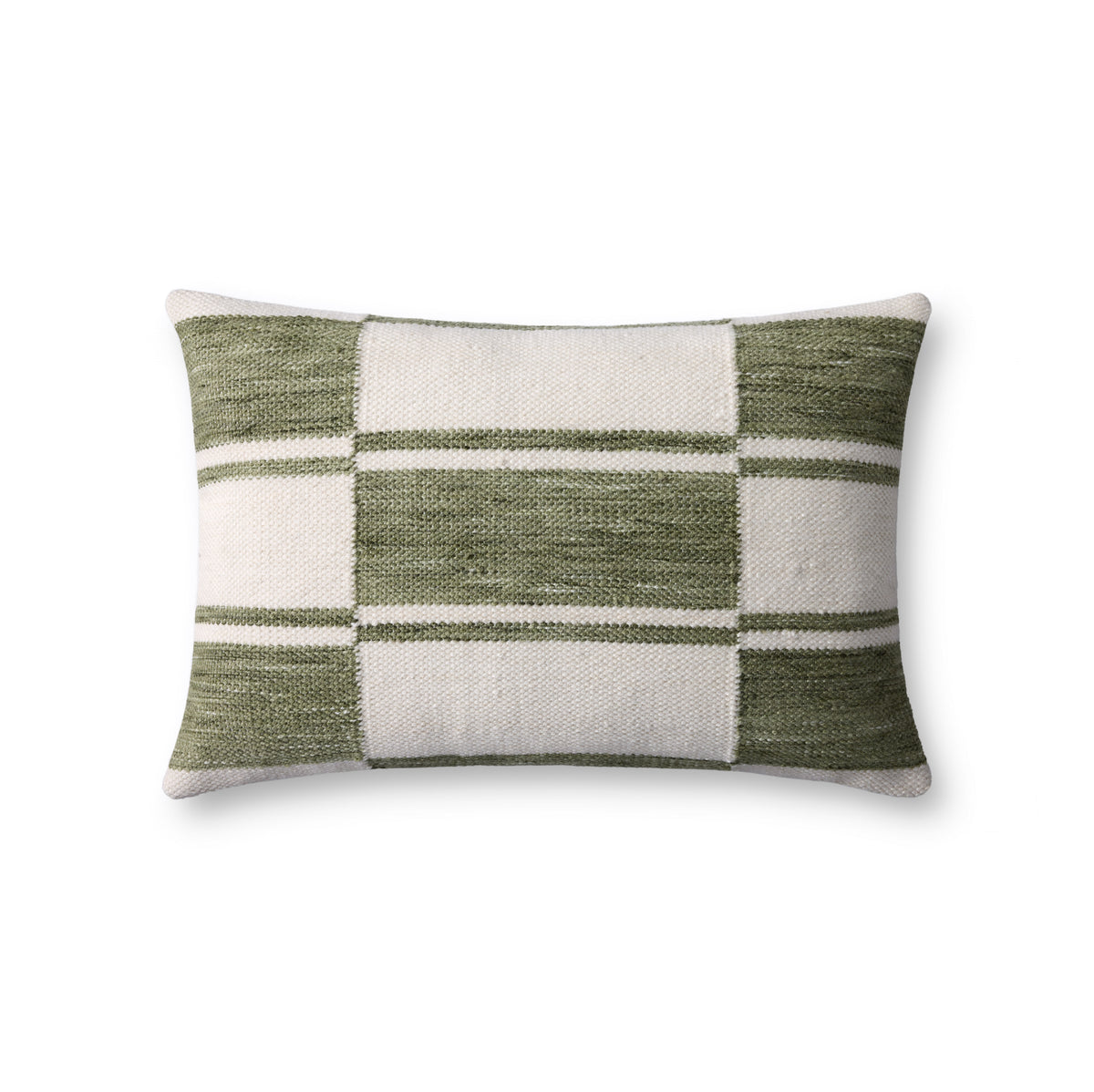 Ivory / Green Pillow (Pattern 3) — a Loloi pillow at Laurie Yapp Home.