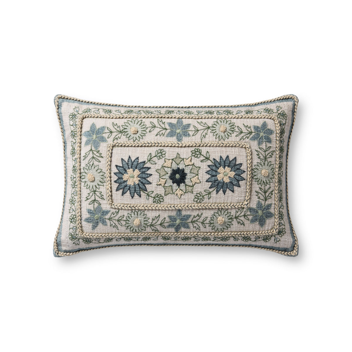 Blue / Multi Pillow (Pattern 4) — a Loloi pillow at Laurie Yapp Home.