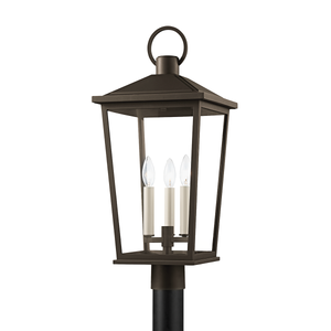 Soren Exterior Post shown from a second angle to highlight the lantern frame and glass panel detail.
