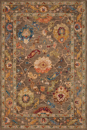 Side view of the Padma Charcoal / Multi rug.