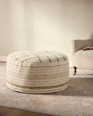Wallace Cream Cream Pouf shown from another angle.