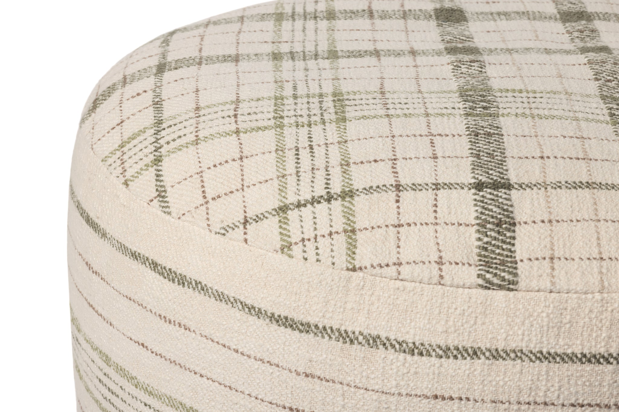 Wallace Cream Cream Pouf shown from another angle.