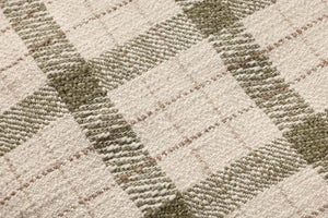 Wallace Cream Cream Pouf shown from a different angle to reveal its pattern.