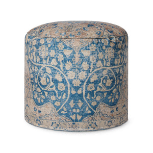 Blue / Tangerine Pouf — a Loloi pouf at Laurie Yapp Home.