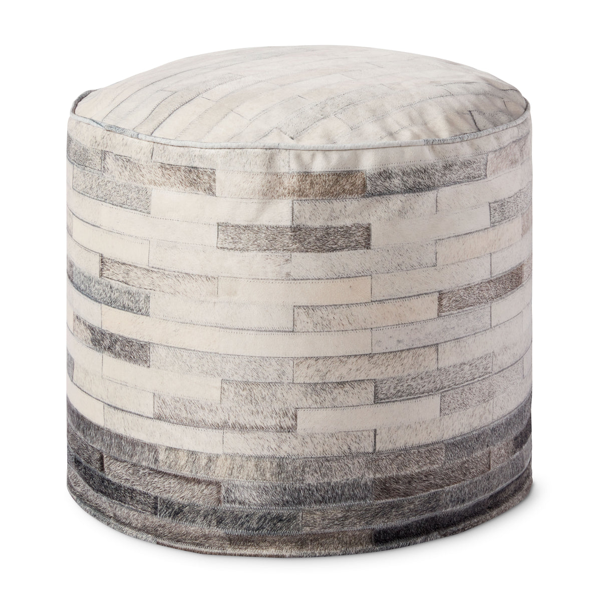 Ivory / Grey Pouf — a Loloi pouf at Laurie Yapp Home.