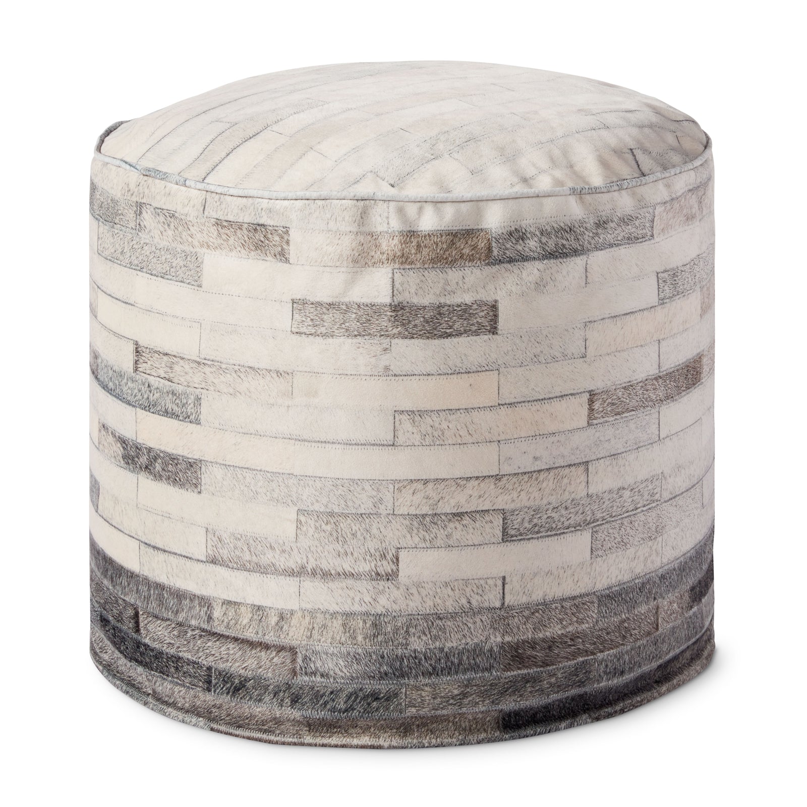 Ivory / Grey Pouf — a Loloi pouf at Laurie Yapp Home.