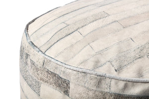 Ivory / Grey Pouf shown from a different angle to reveal its pattern.
