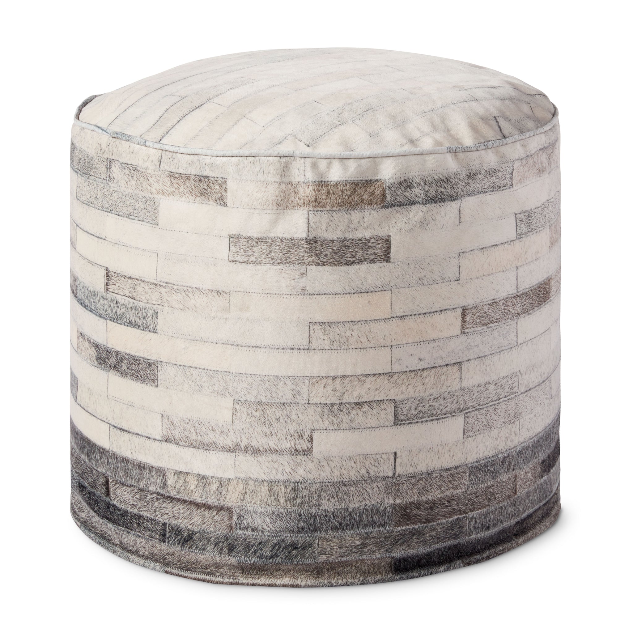 Ivory / Grey Pouf — a Loloi pouf at Laurie Yapp Home.