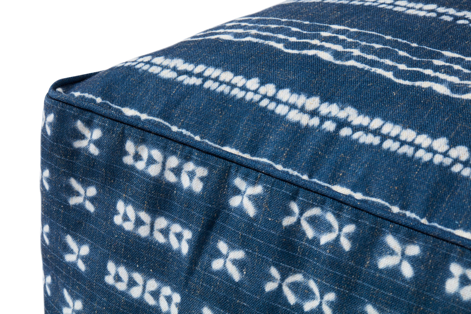 Indigo / Ivory Pouf — a Loloi pouf at Laurie Yapp Home.