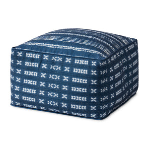 Indigo / Ivory Pouf — a Loloi pouf at Laurie Yapp Home.