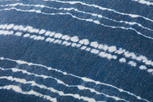 Indigo / Ivory Pouf (Pattern 1) shown from a different angle to reveal its pattern.